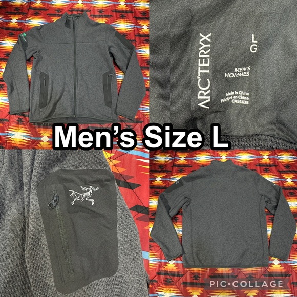 Arc'teryx Jacket Mens Large Gray Covert Cardigan Full Zip Fleece Outdoor Hiking - Picture 1 of 11